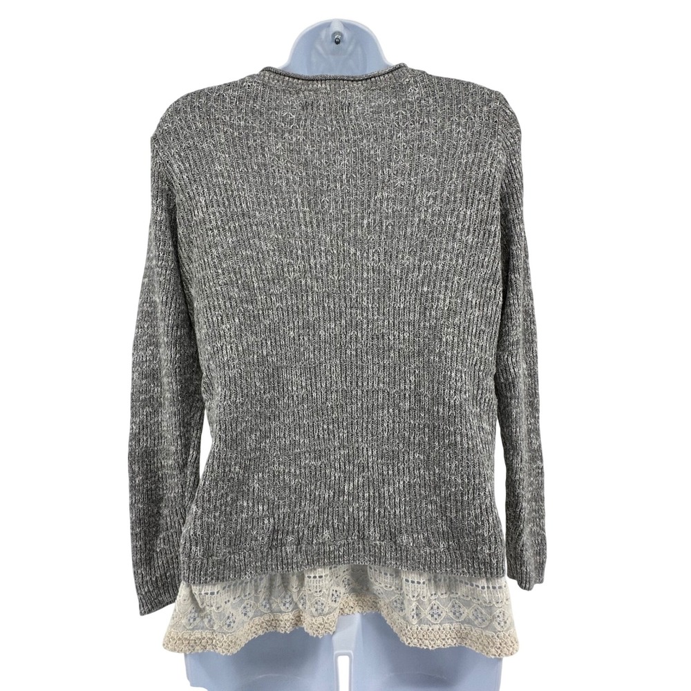 Hollister Roll Neck Layered Sweater Lace Hem Cottagecore Womens M Gray - Picture 3 of 7